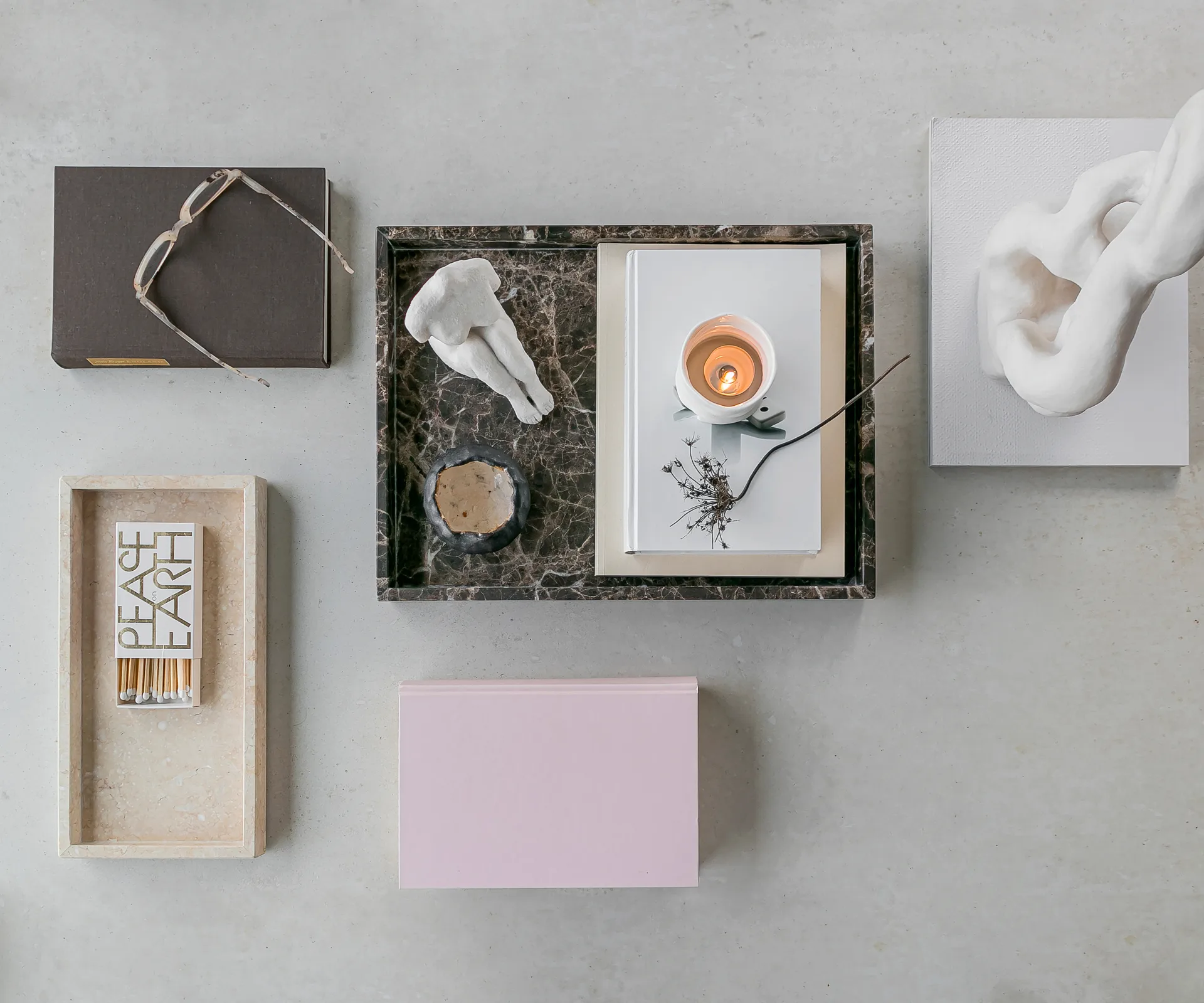 마블 장식 트레이 라지 30x40 cm, Brown Mette Ditmer | 매트 딧메르