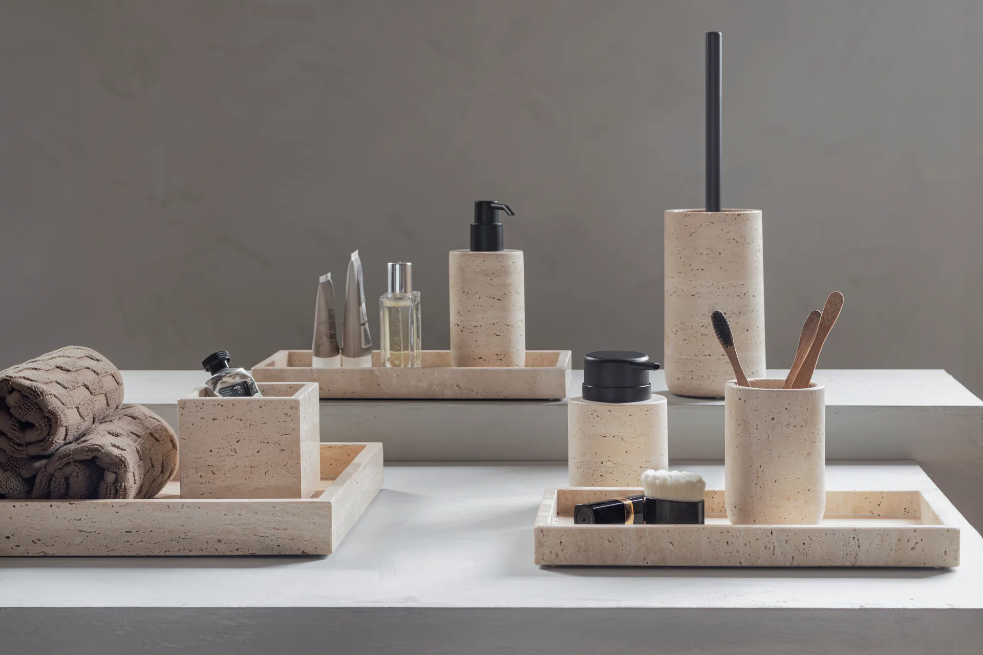 트래버틴 화장실 브러시 36 cm, Linen Mette Ditmer | 매트 딧메르