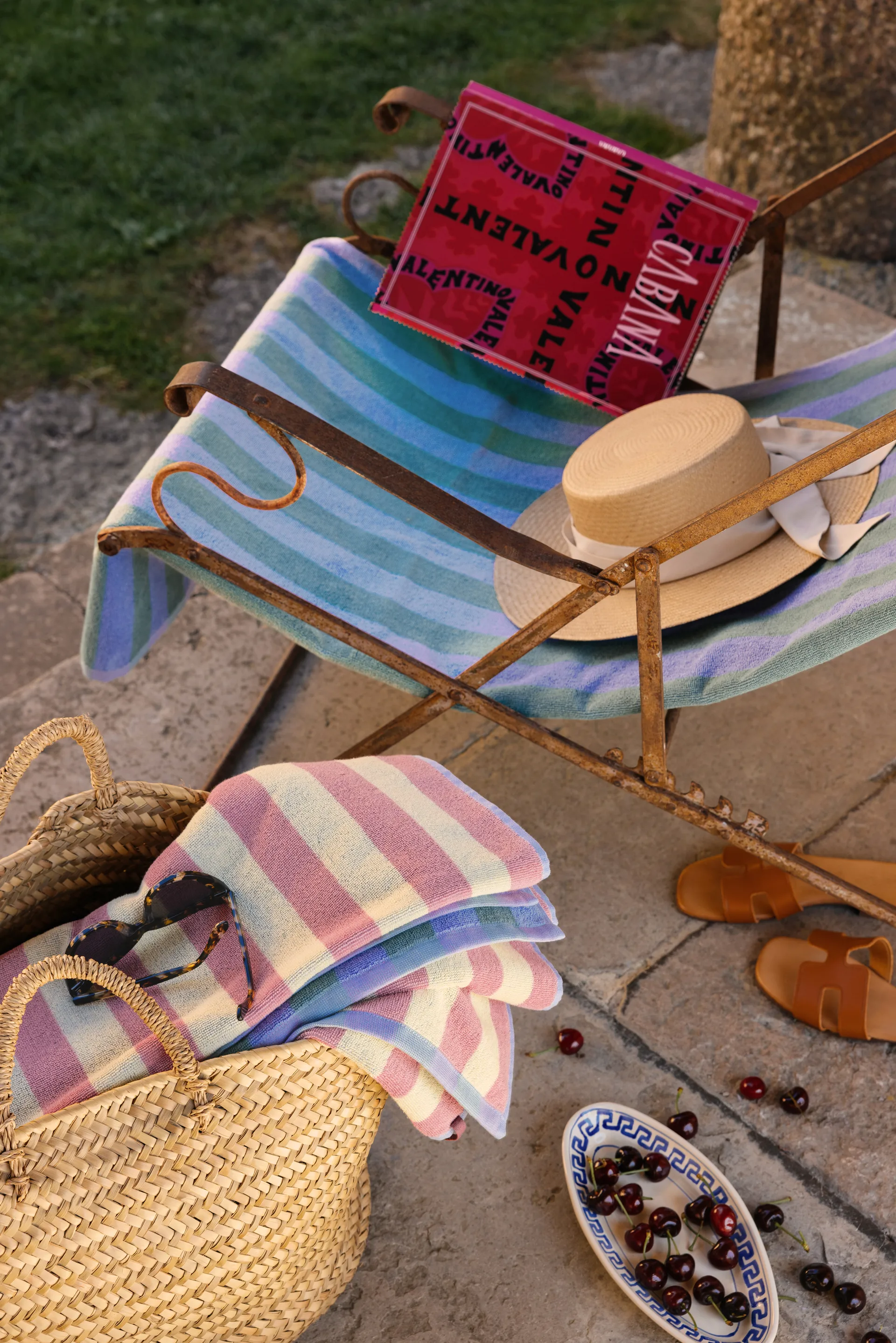 포지타노 비치 타월 100x180 cm, Light blue Mille Notti | 밀레 노티