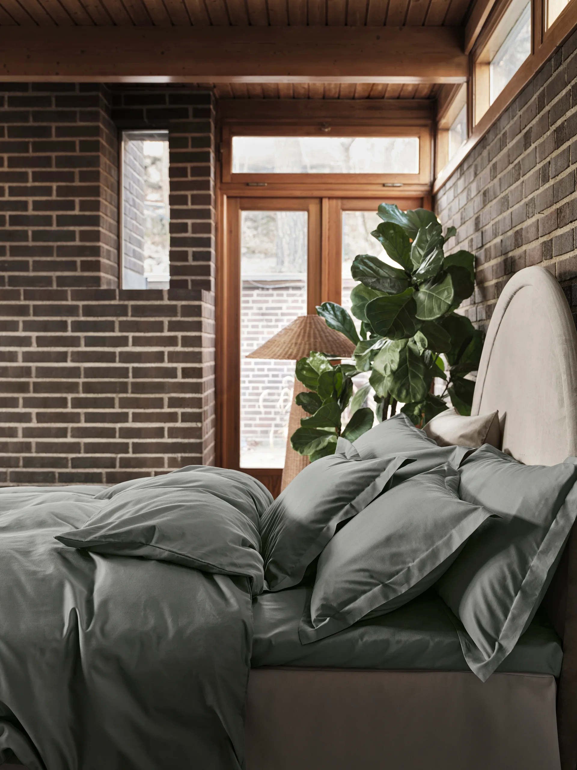 사티나 무지 베개 커버, Green, 50x90 cm Mille Notti | 밀레 노티