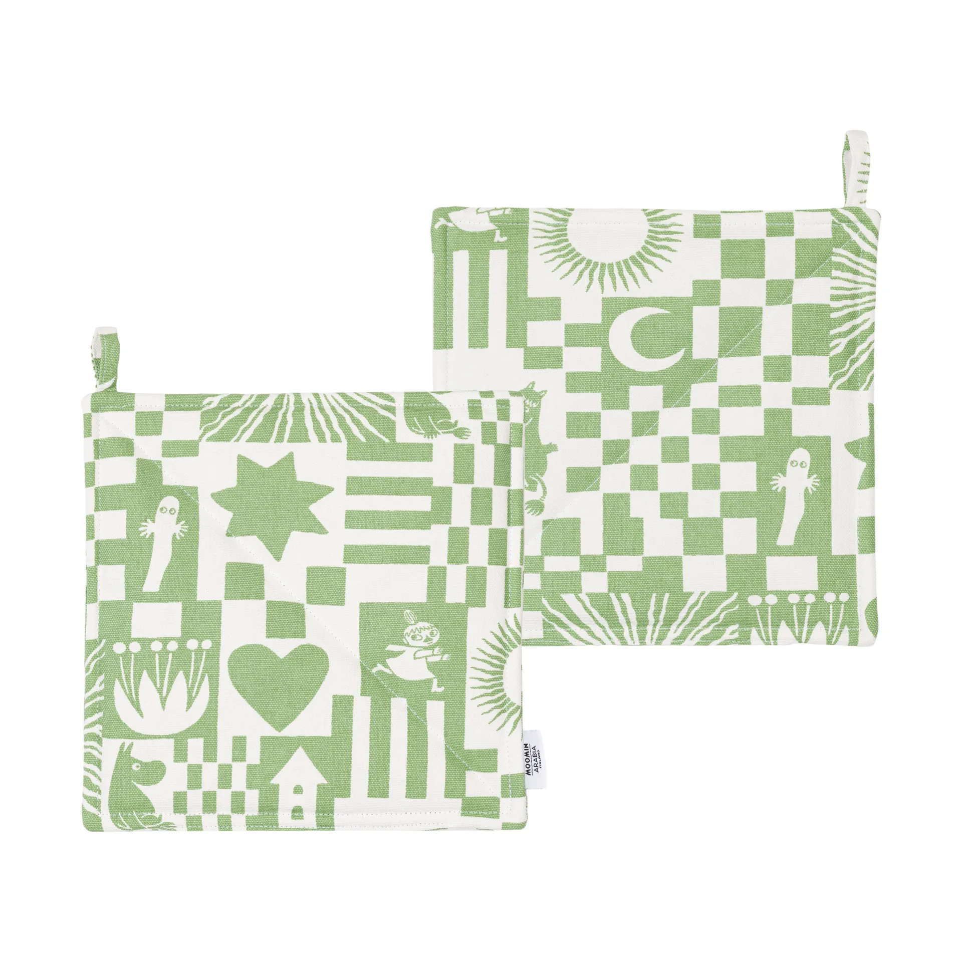 파티 무민 냄비 받침 22x22 cm 2개 세트, Green Moomin Arabia