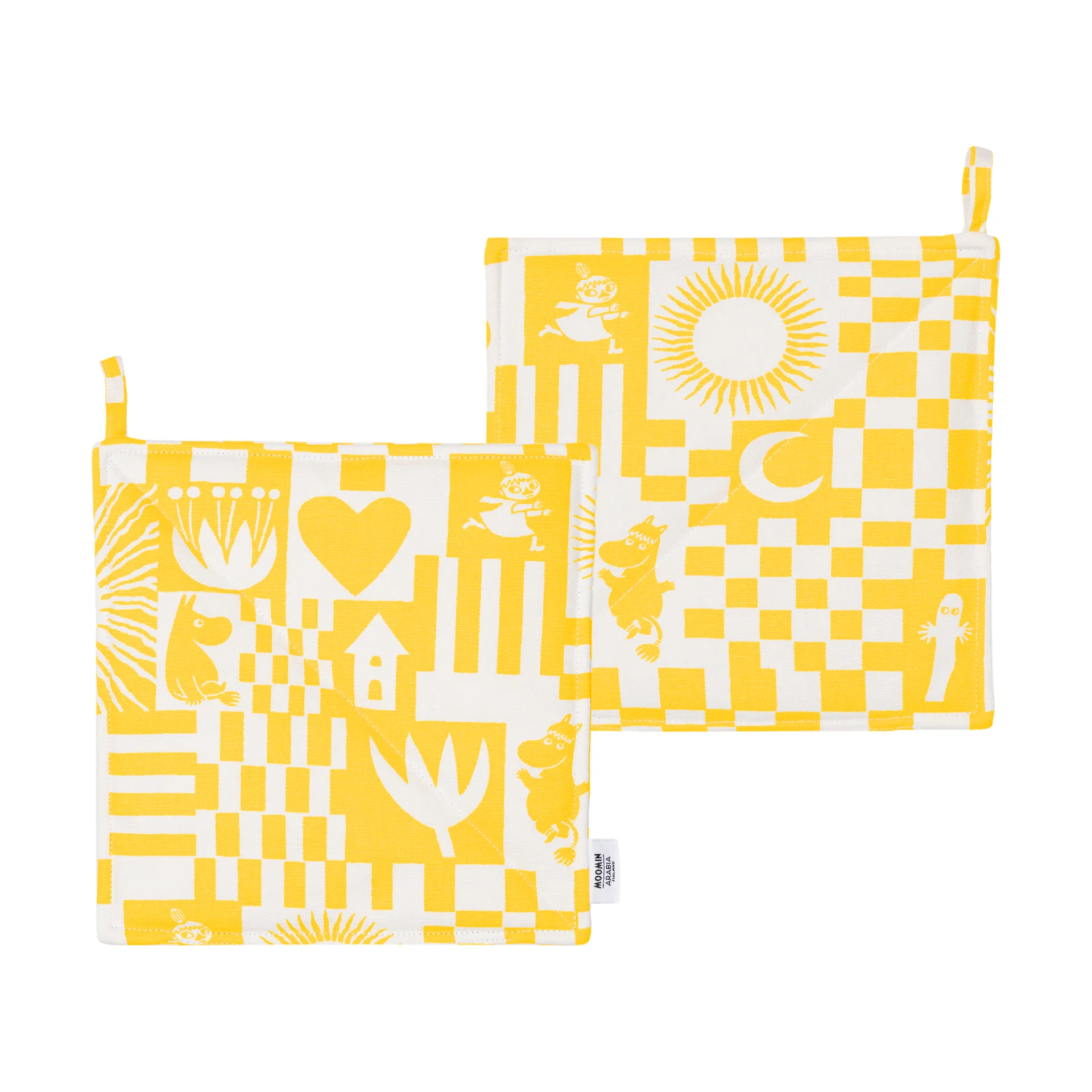 파티 무민 냄비 받침 22x22 cm 2개 세트, Yellow Moomin Arabia