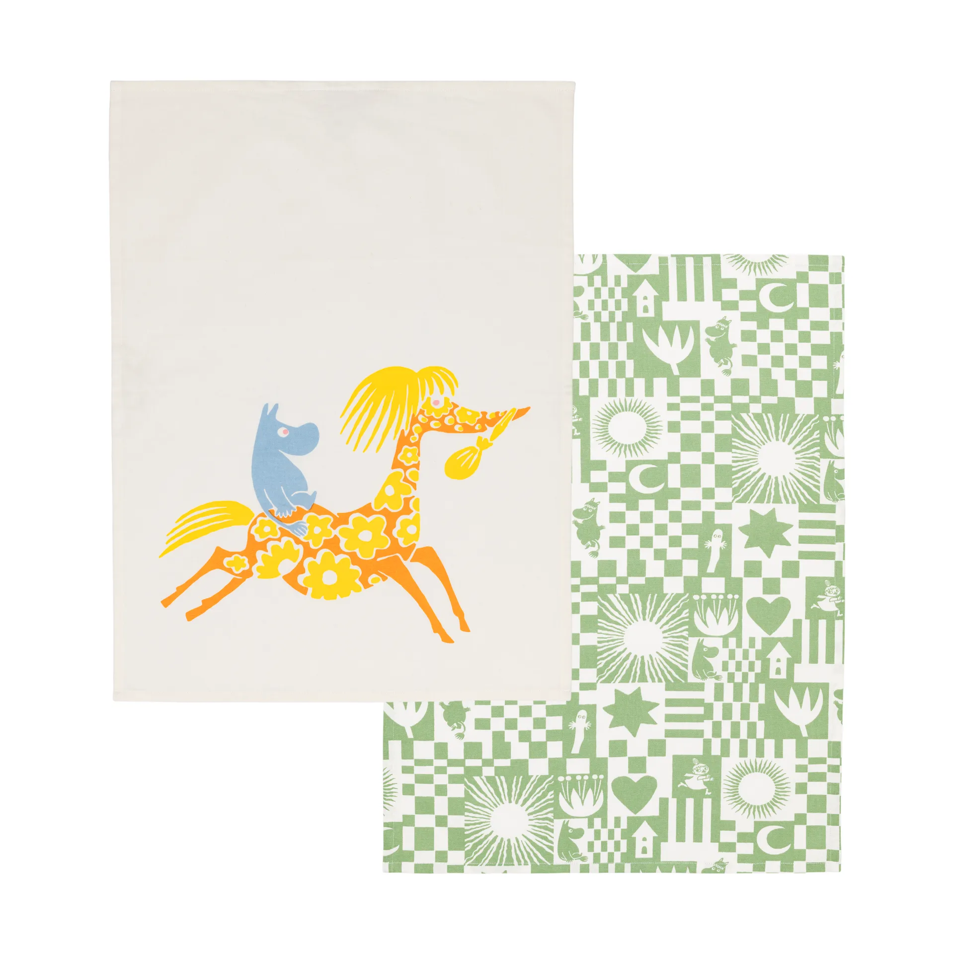 파티 무민 주방 타올 50x70 cm 2개 세트, Green Moomin Arabia