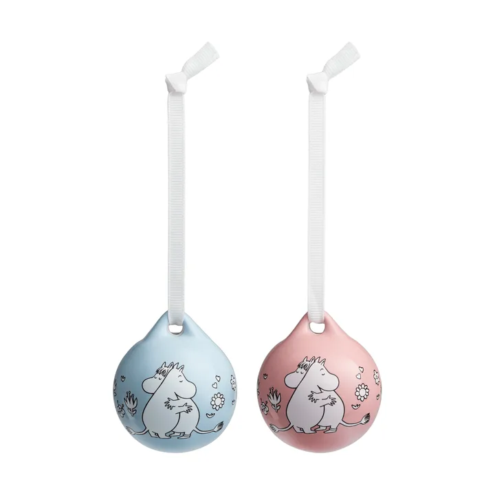 Kärlek 무민 크리스마스 오너먼트 - Pink-blue, 5 cm, 2-pack - Moomin Arabia