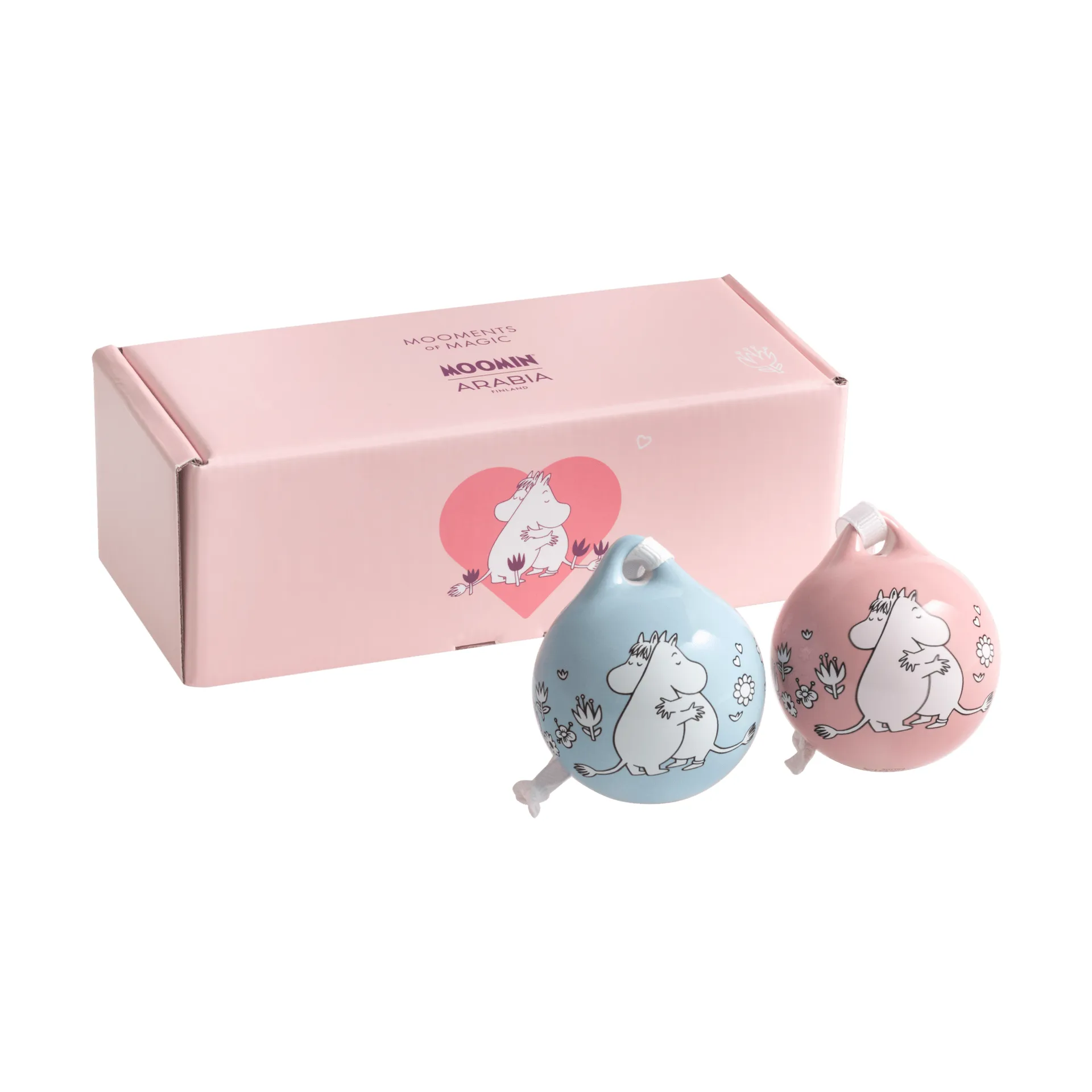 Kärlek 무민 크리스마스 오너먼트, Pink-blue, 5 cm, 2-pack Moomin Arabia