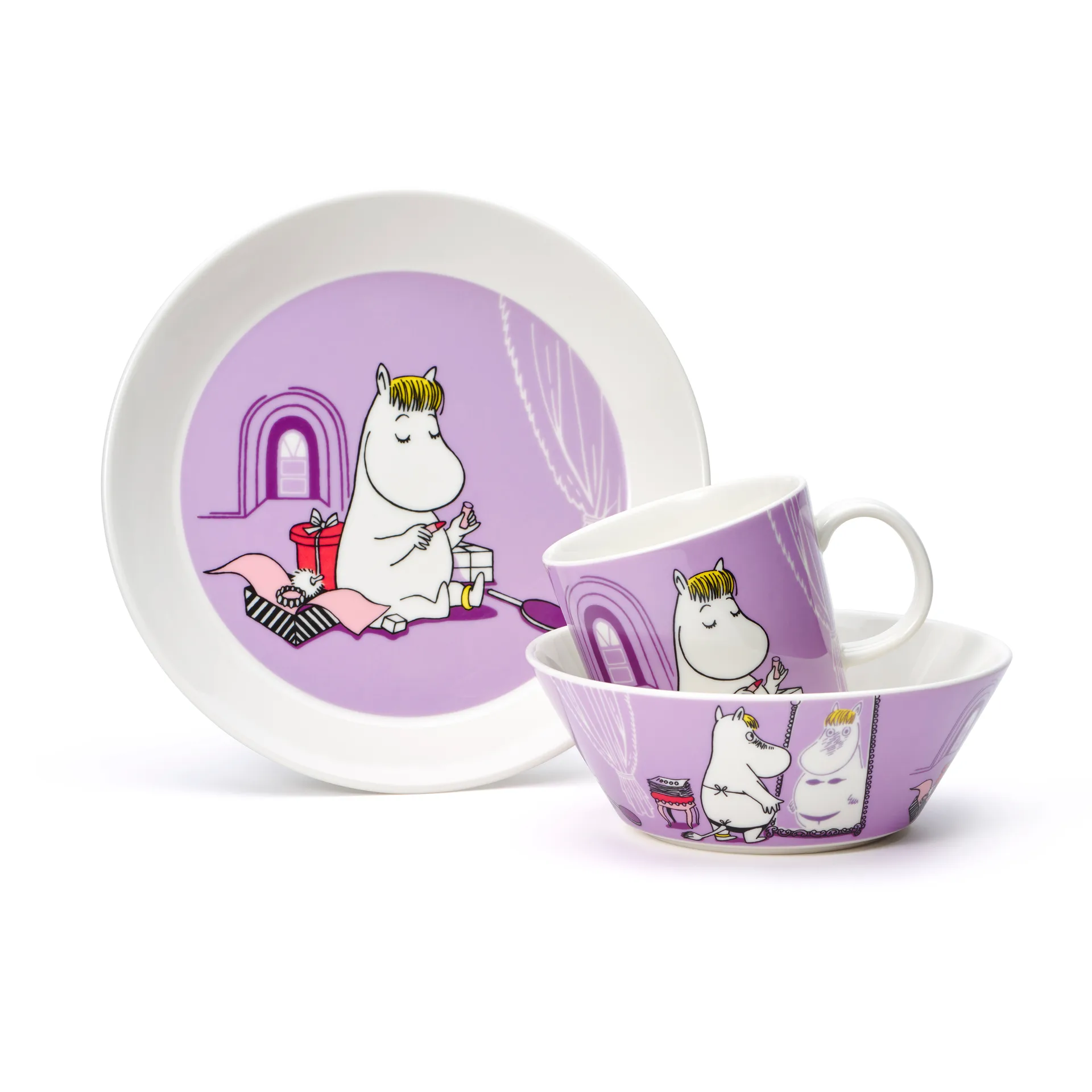 스노크메이든 퍼플 무민 접시, purple Moomin Arabia