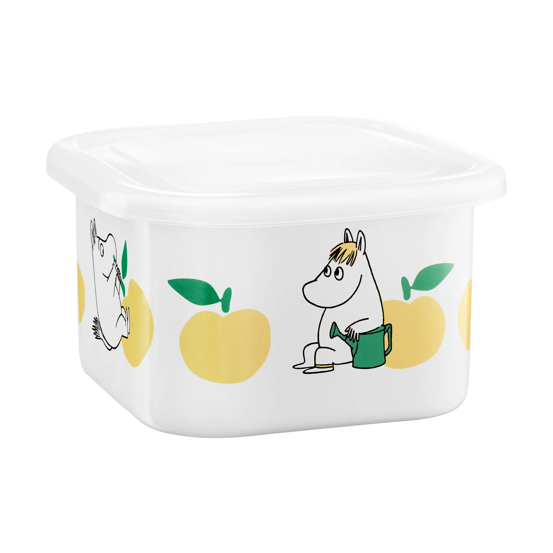 무민 에나멜 틴 뚜껑 포함 1 L, Joyfull Apples-yellow Muurla | 뮬라