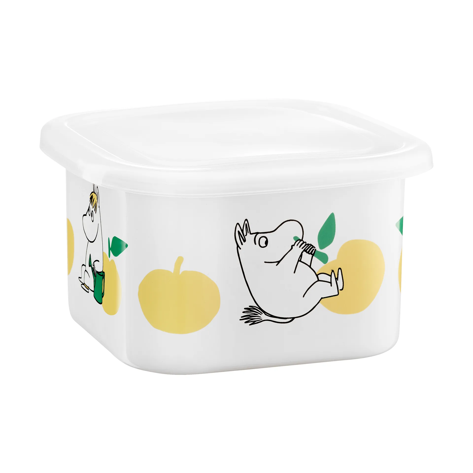무민 에나멜 틴 뚜껑 포함 1 L, Joyfull Apples-yellow Muurla | 뮬라