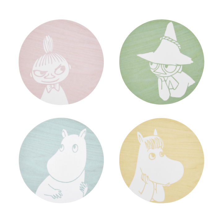 무민 글래스 코스터 Ø10 cm 4개 세트 - Moomin characters - Muurla | 뮬라