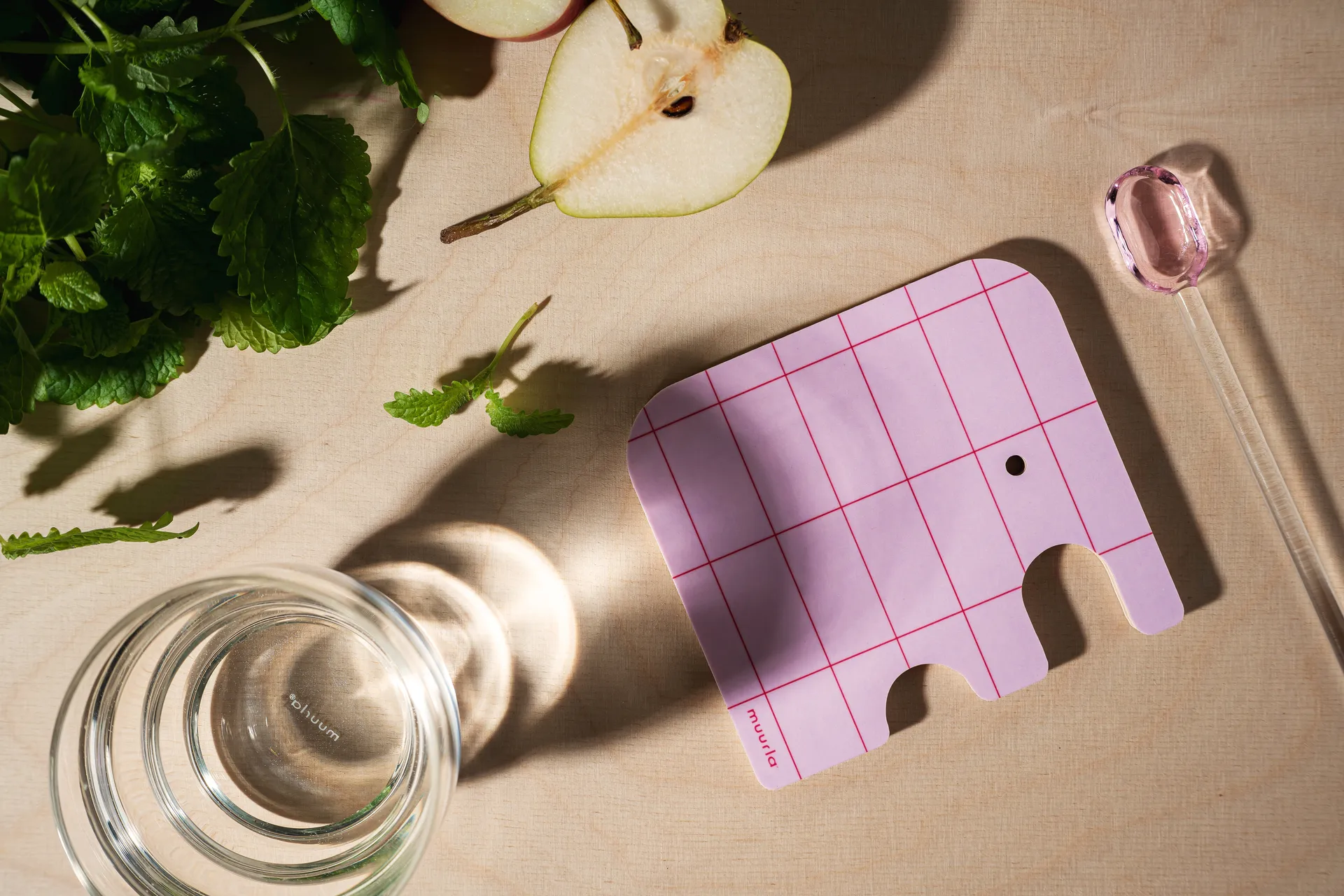 엘리펀트 글라스 코스터 11x10 cm, Pink Muurla | 뮬라