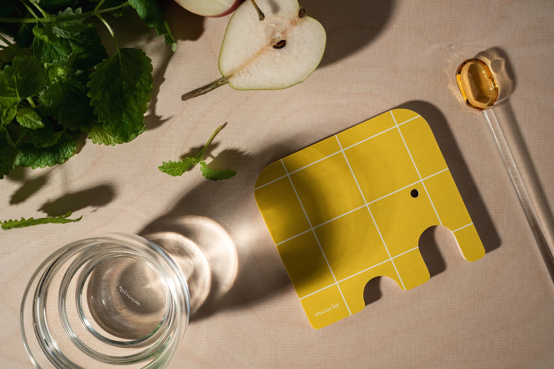엘리펀트 글라스 코스터 11x10 cm, Yellow Muurla | 뮬라