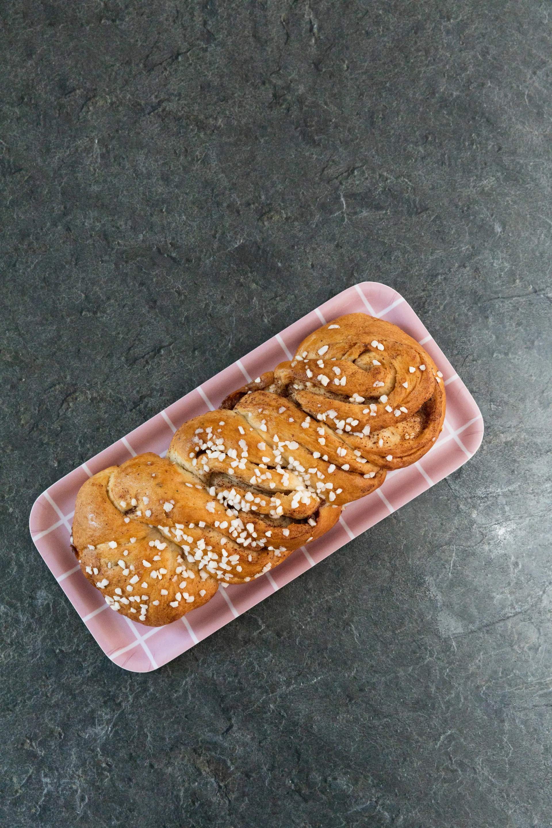 첵스 & 스트라이프 트레이 13x27 cm, Pink-white Muurla | 뮬라