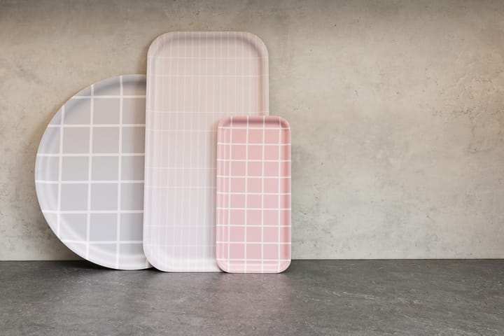 첵스 & 스트라이프 트레이 13x27 cm, Pink-white Muurla | 뮬라