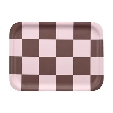 체크 & 스트라이프 트레이 20x27 cm - Brown-pink - Muurla | 뮬라