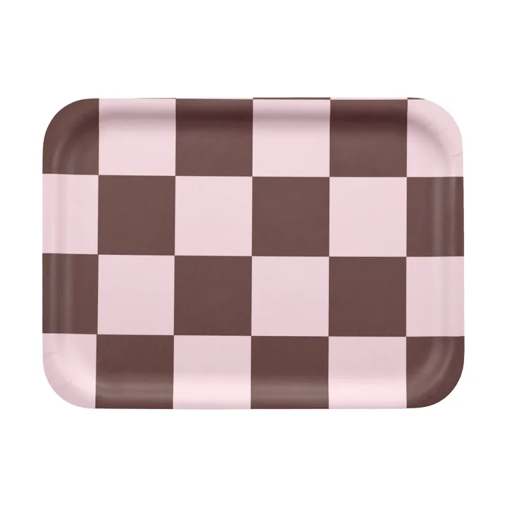 체크 & 스트라이프 트레이 20x27 cm - Brown-pink - Muurla | 뮬라