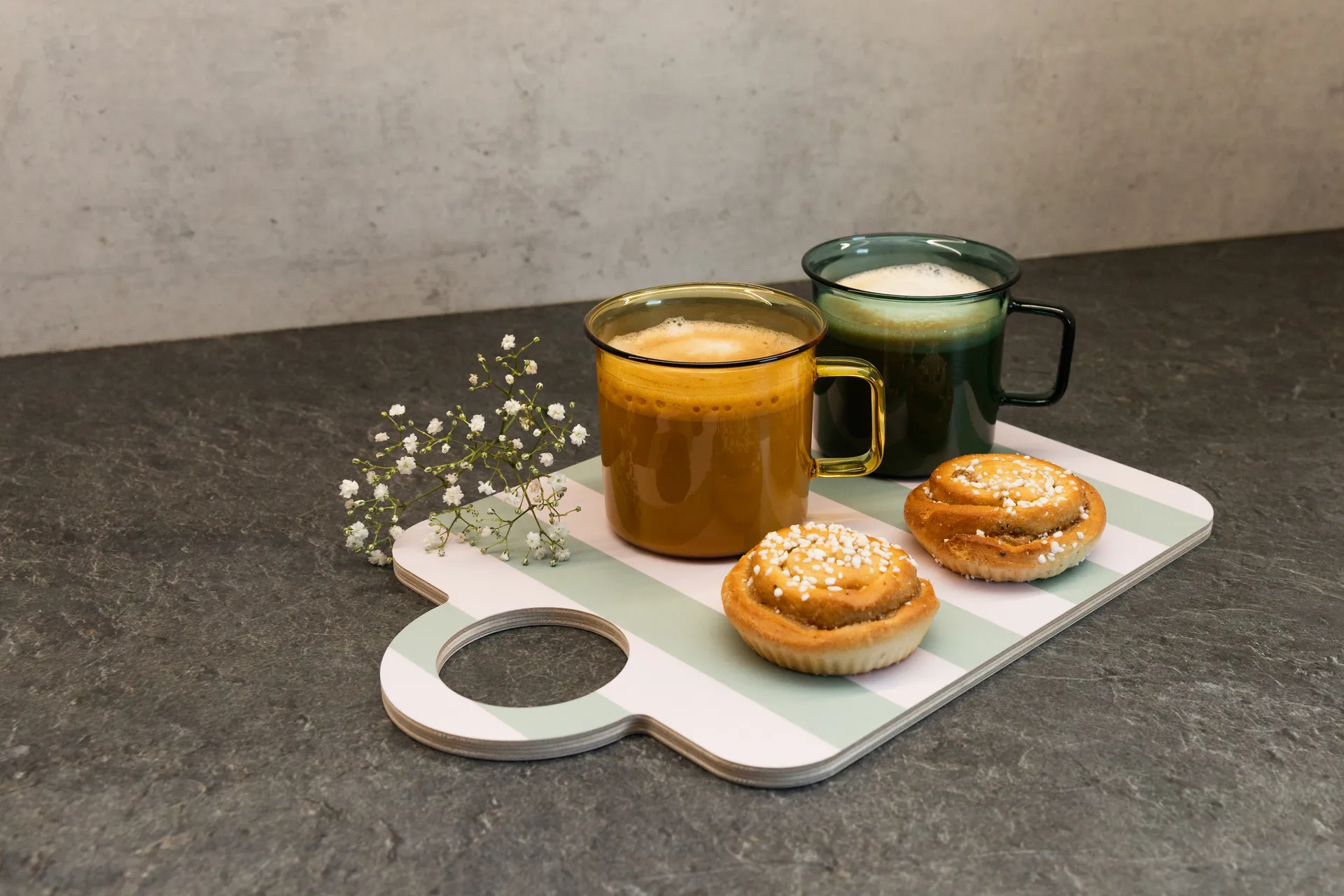 첵스 & 스트라이프 트레이 21x31 cm, Mint-blue Muurla | 뮬라