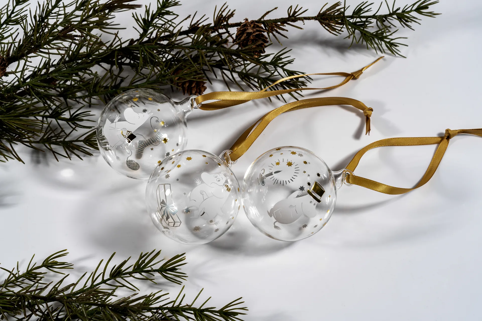 무민 크리스마스 바우블 Ø7 cm 3개 세트, Sparkling stars Muurla | 뮬라