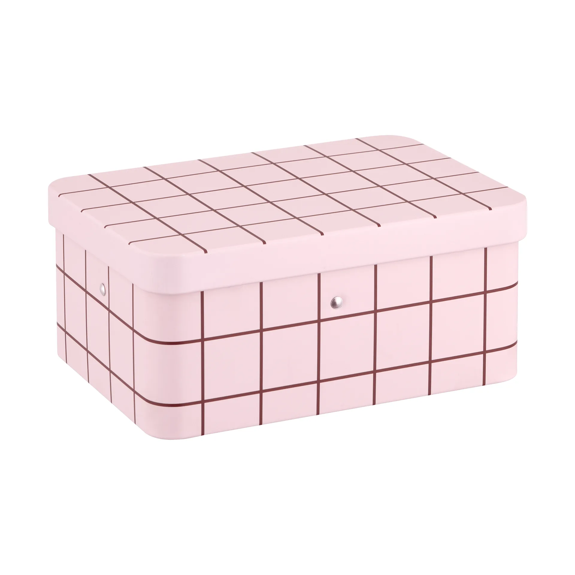 Checks & Stripes 금속 차 보관통, Pink-brown, 17,5x13x7,5 cm Muurla | 뮬라