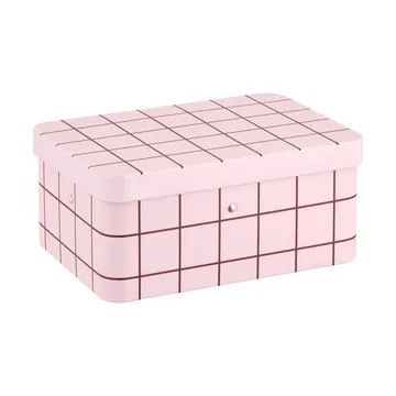 Checks & Stripes 금속 차 보관통 - Pink-brown, 17,5x13x7,5 cm - Muurla | 뮬라