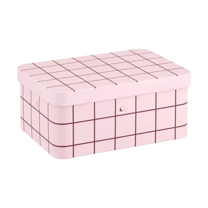 Checks & Stripes 금속 차 보관통 - Pink-brown, 17,5x13x7,5 cm - Muurla | 뮬라