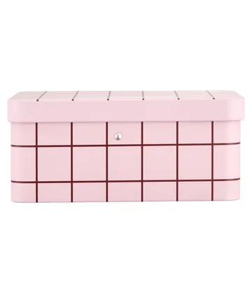 Checks & Stripes 금속 차 보관통 - Pink-brown, 17,5x13x7,5 cm - Muurla | 뮬라