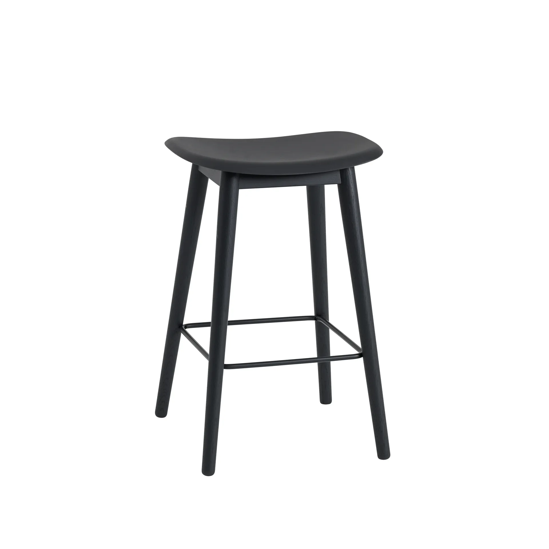 파이버 바 스툴, 우드 레그 65 cm, Black, black legs Muuto | 무토