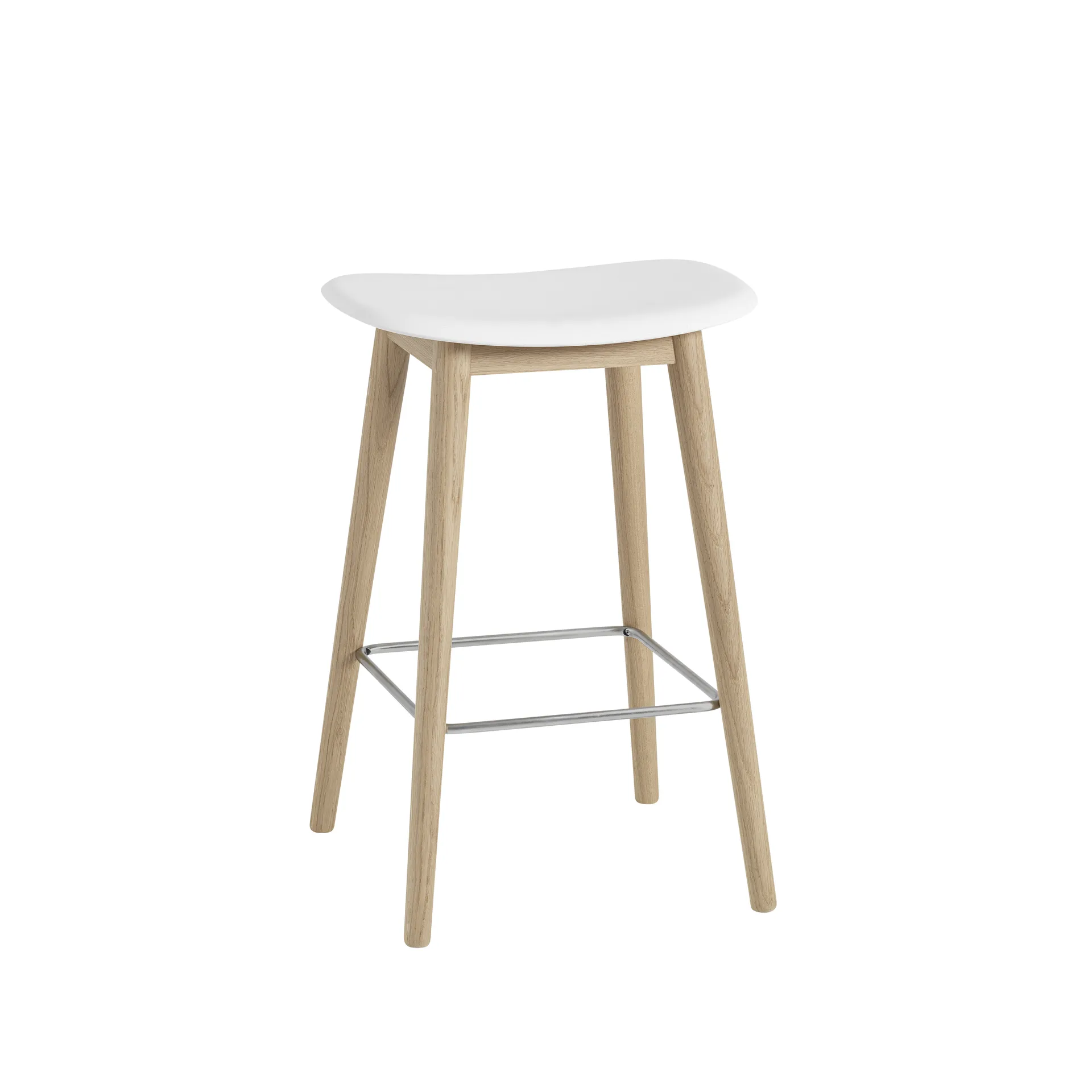 파이버 바 스툴, 우드 레그 65 cm, White, oak legs Muuto | 무토