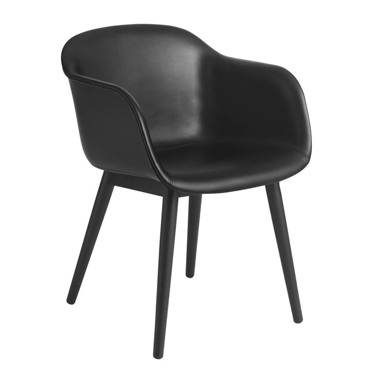 파이버 암체어 팔걸이 & 나무다리 - Black leather-black - Muuto | 무토