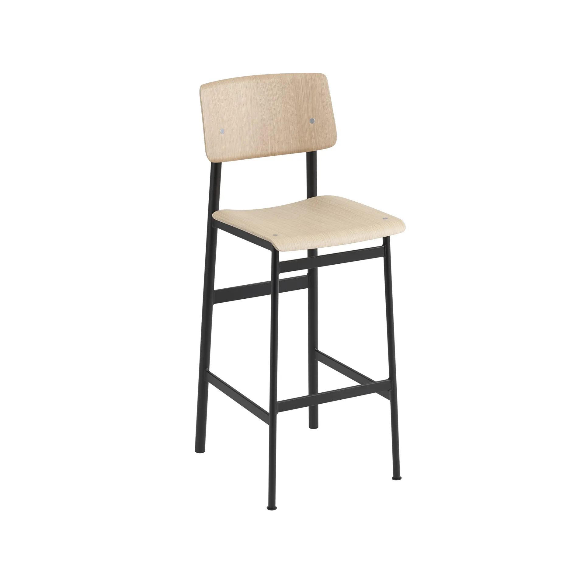 로프트 바 스툴, Oak, high, black steel legs Muuto | 무토