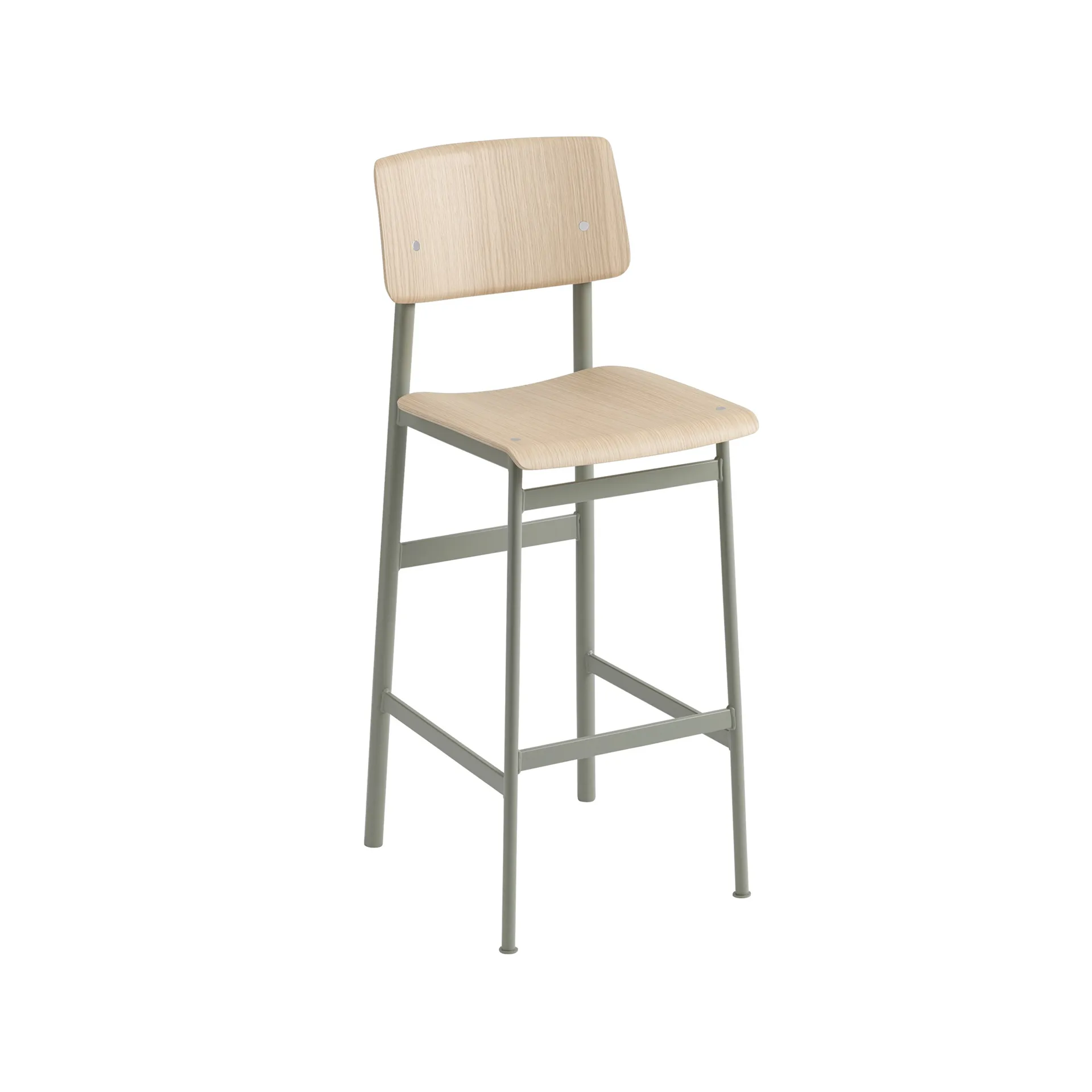 로프트 바 스툴, Oak-high-dusty green steel legs Muuto | 무토