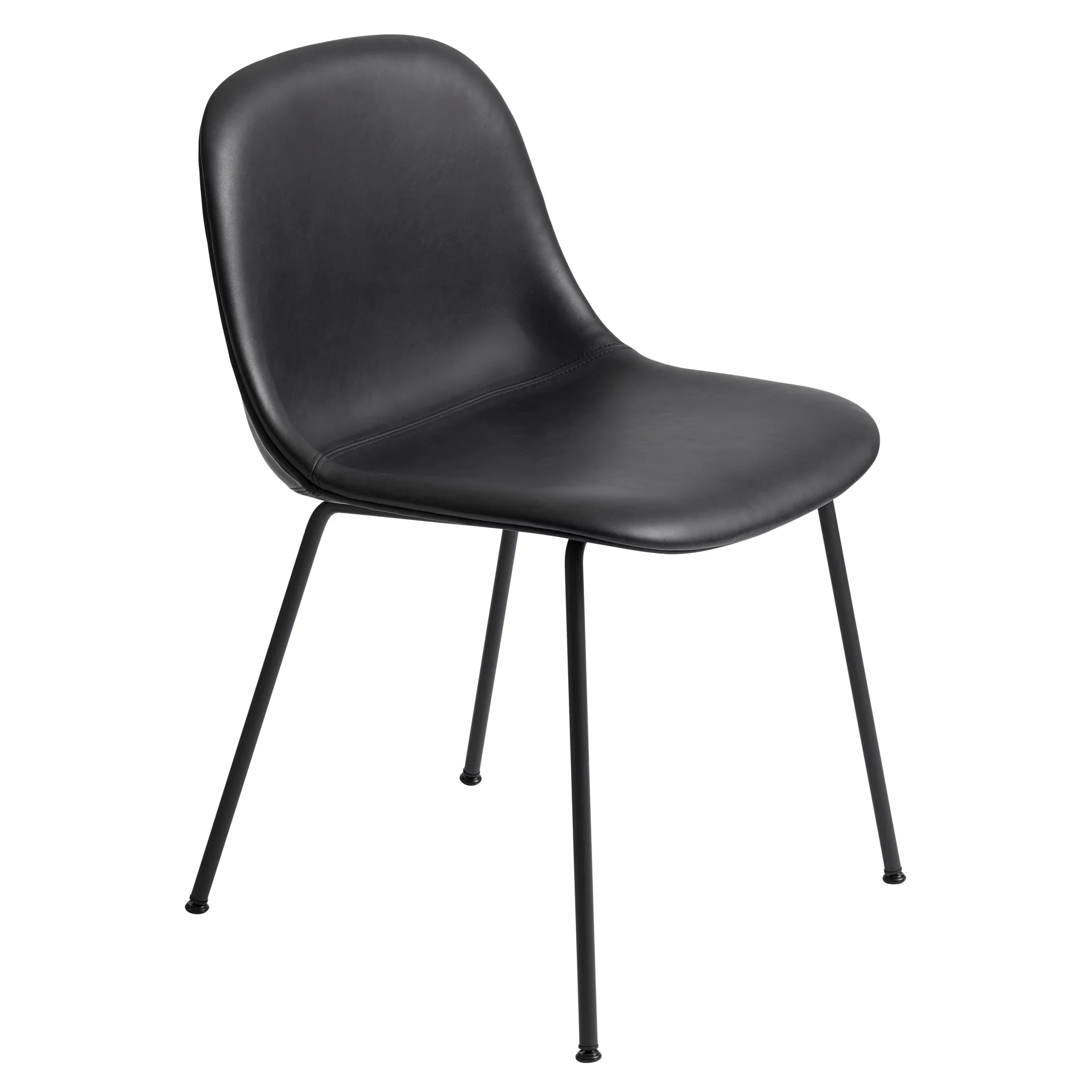 파이버 사이드 체어 가죽체어, Refine leather black-Black Muuto | 무토