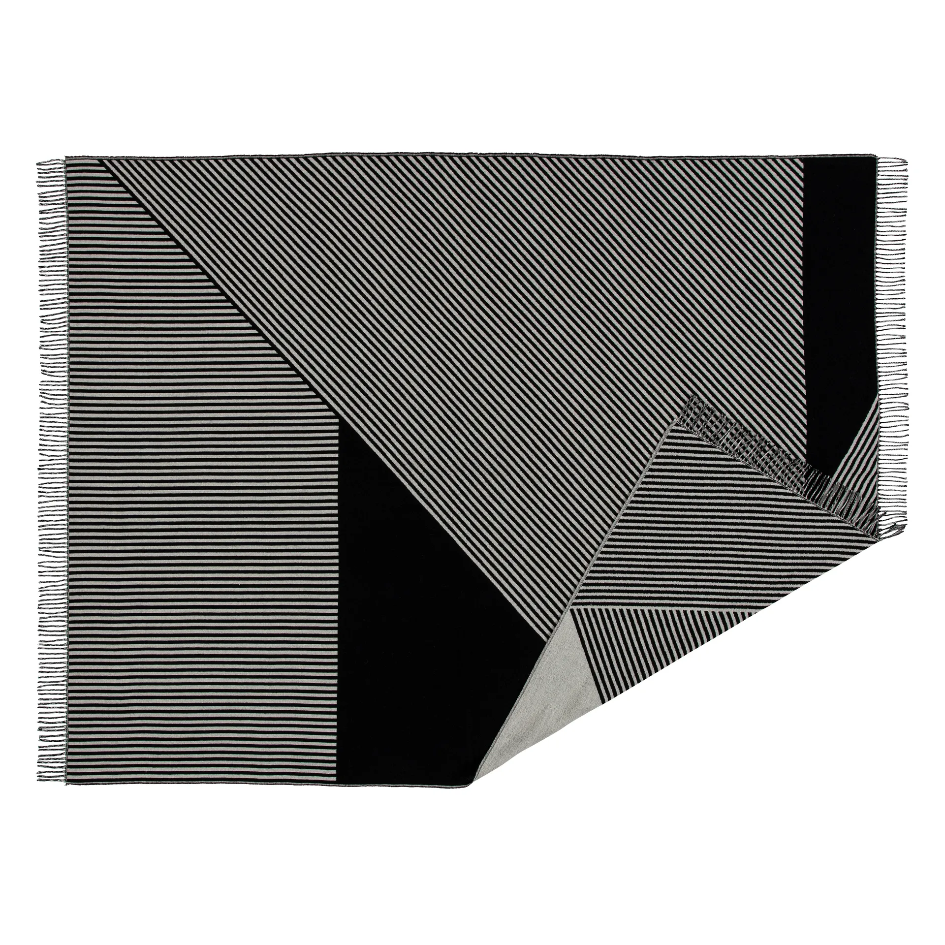스트라이프 코튼 스로우 130x185 cm, black NJRD | 니오르
