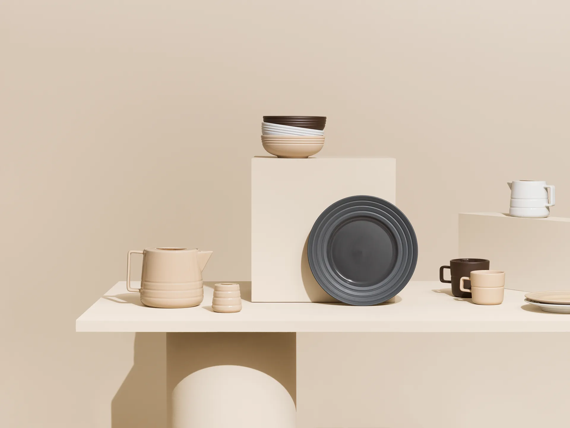 라인즈 사이드 접시 Ø21 cm 6개 세트, beige NJRD | 니오르