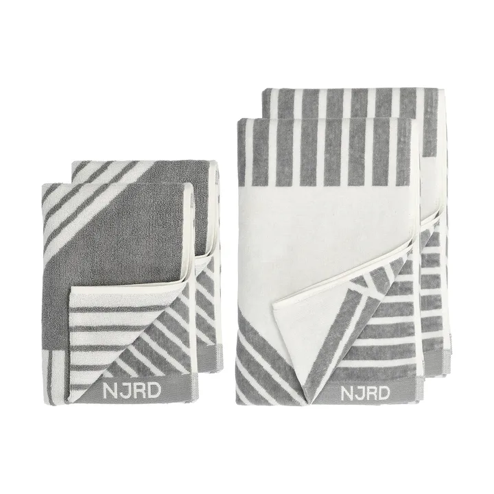 스트라이프 타월 4개 세트 - Gray - NJRD