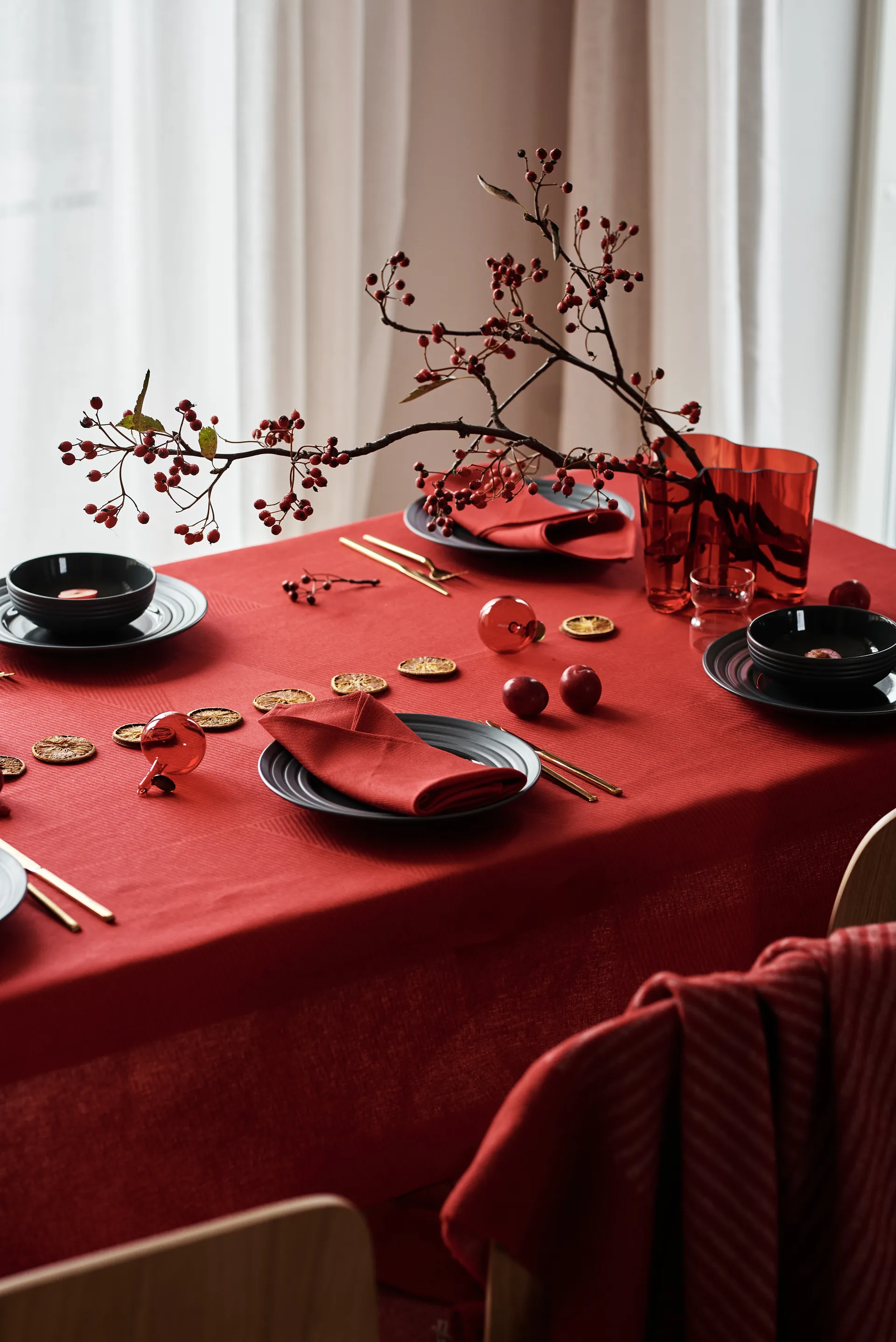 메트릭 냅킨 47x47 cm 4개 세트, Red NJRD | 니오르