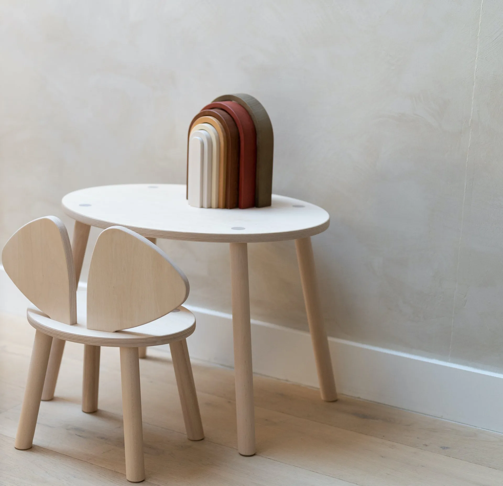 마우스 어린이 책상 의자 세트, Birch Nofred