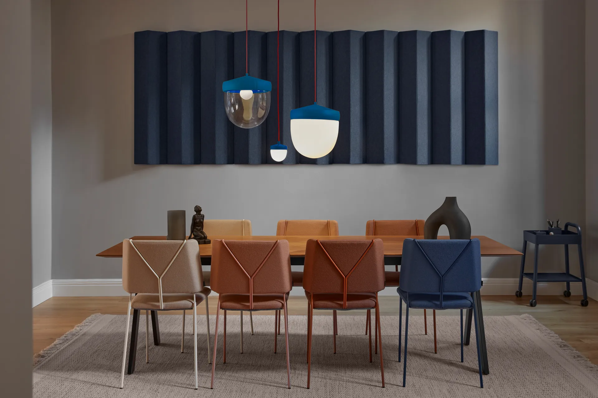 팬 펜던트 조명 프로스티드 30 cm, Clear blue-red Noon | 눈