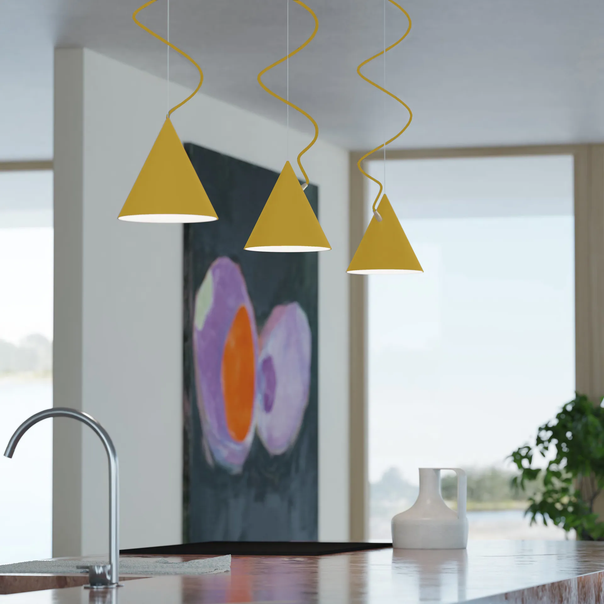 Castor 펜던트 조명 20 cm, Golden yellow-sulfur yellow-brass Noon | 눈