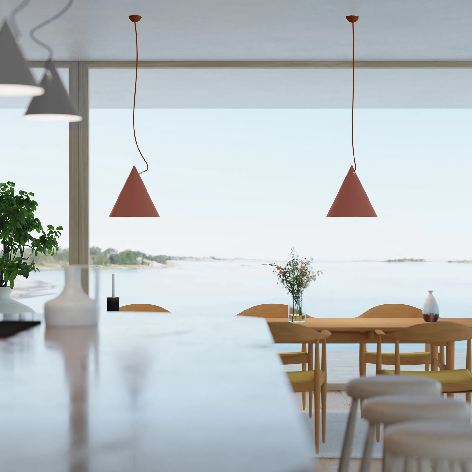 Castor 펜던트 조명 40 cm, Bordeaux red-dark red-brass Noon | 눈