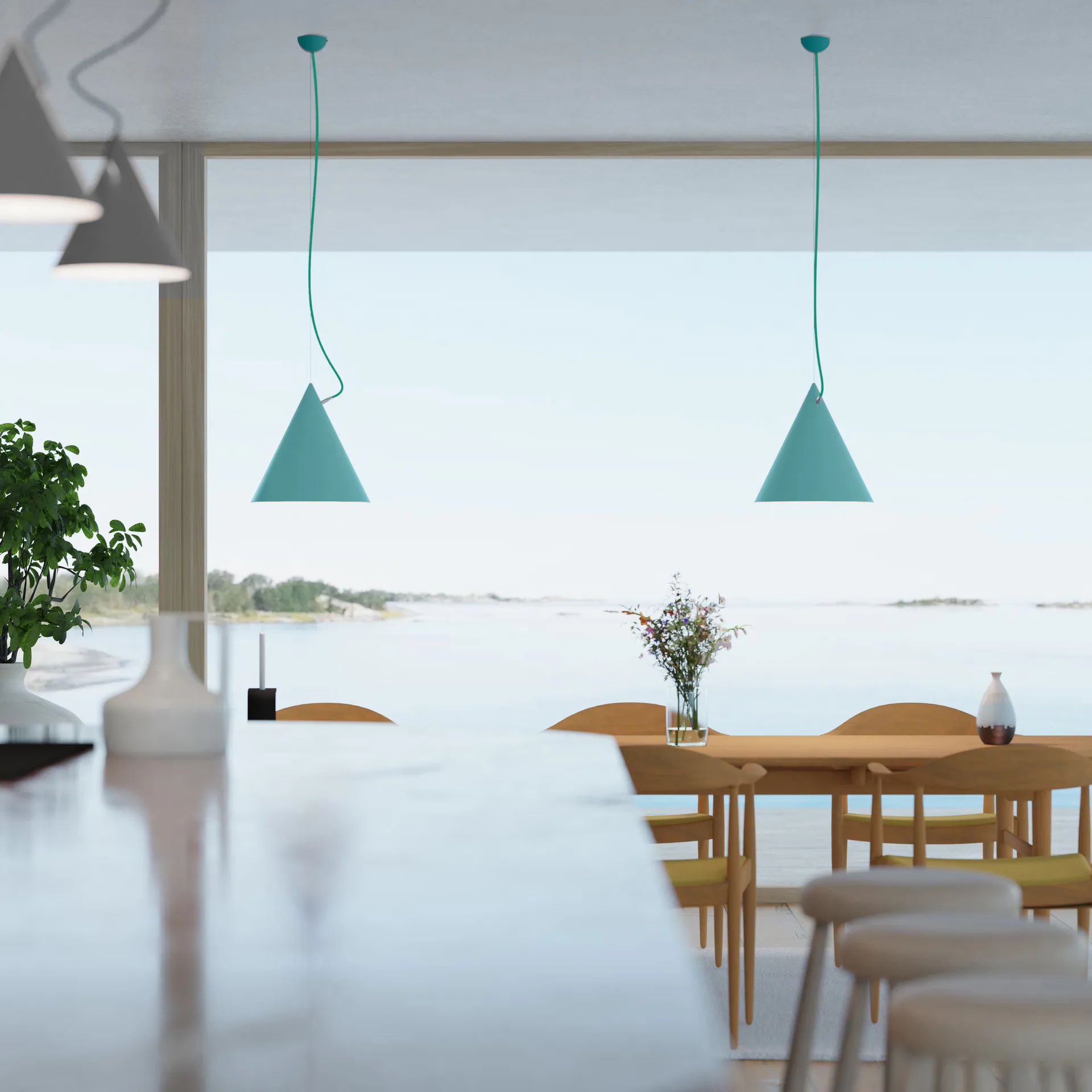 Castor 펜던트 조명 40 cm, Turquoise-turquoise-silver Noon | 눈