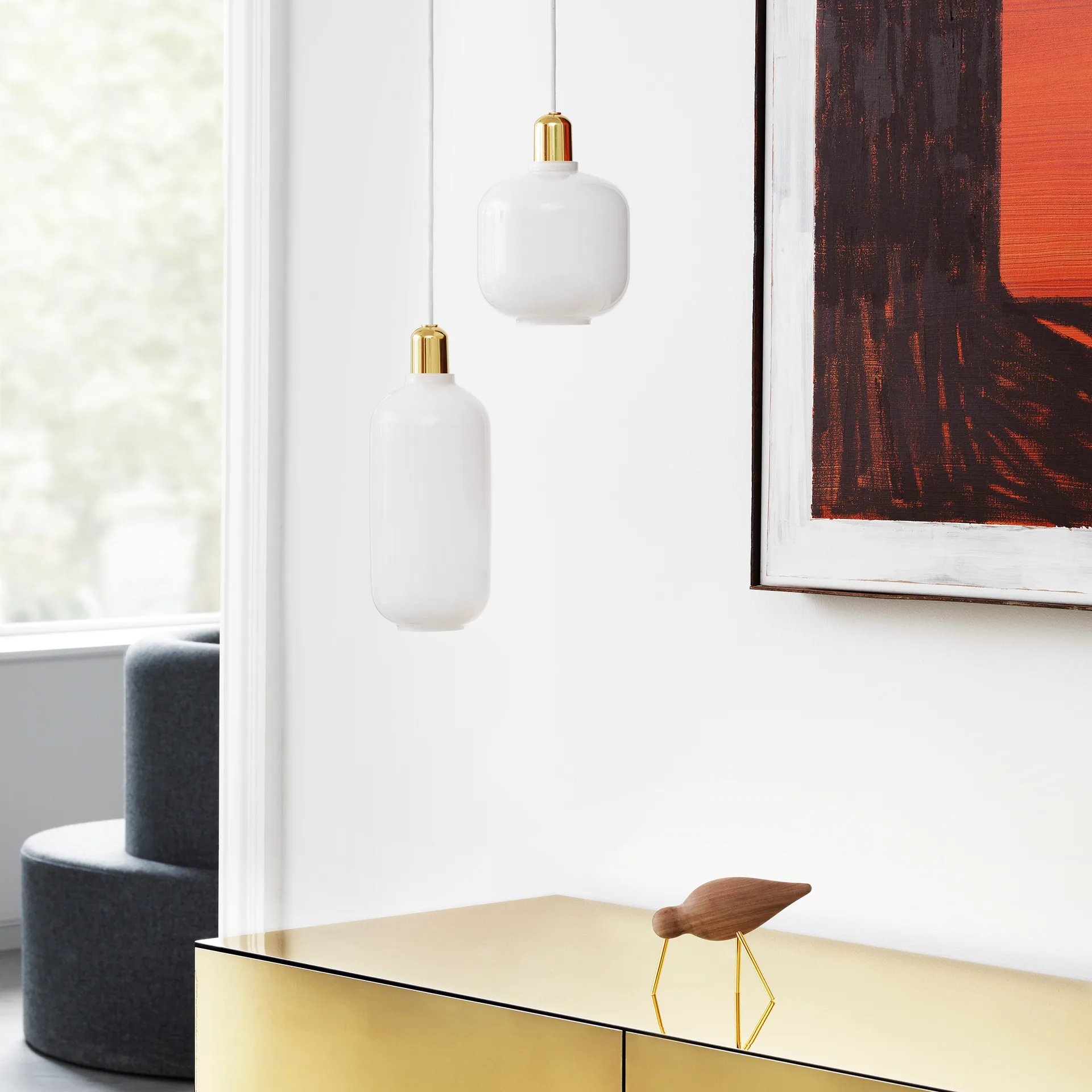 앰프 펜던트 조명 스몰 17 cm, White-Brass Normann Copenhagen | 노만코펜하겐