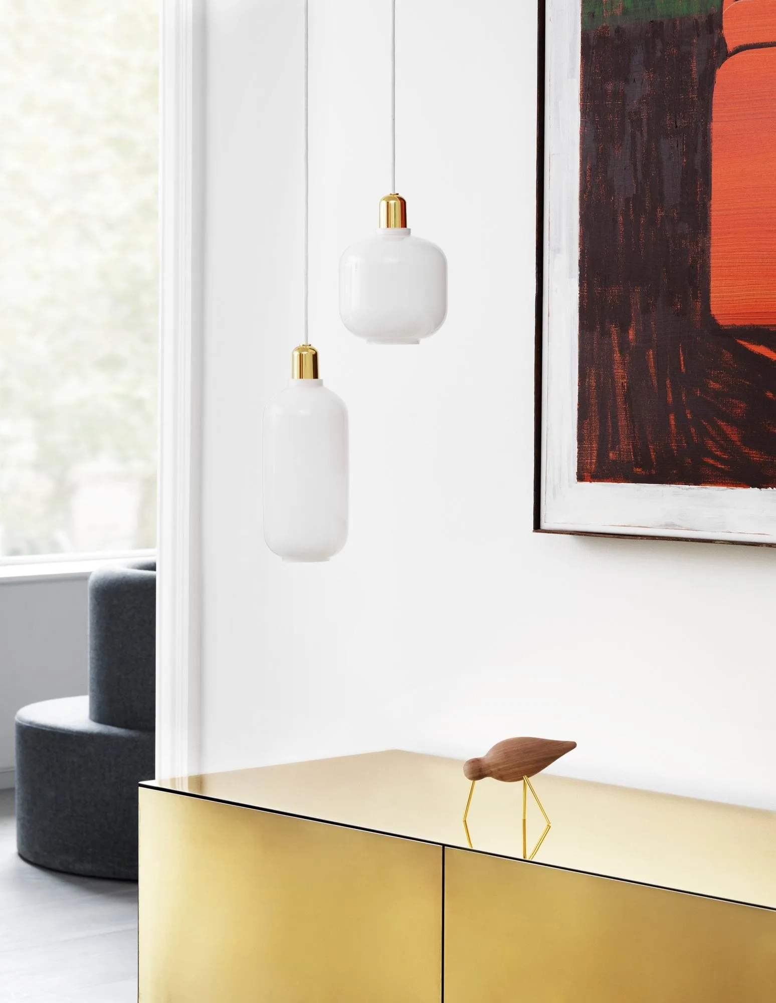 앰프 펜던트 조명 스몰 17 cm, White-Brass Normann Copenhagen | 노만코펜하겐