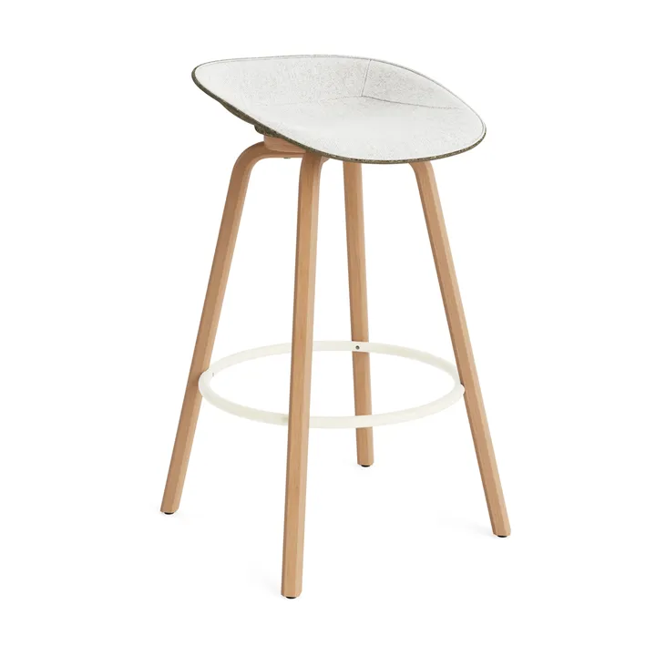 매트 바 스툴 75 cm 전면 업홀스터리 - Hallingdal 110-seaweed-beech-cream steel - Normann Copenhagen | 노만코펜하겐