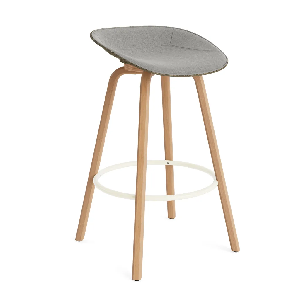 매트 바 스툴 75 cm 전면 업홀스터리, Remix 133-seaweed-beech-cream steel Normann Copenhagen | 노만코펜하겐