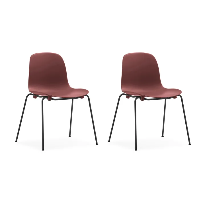 Form 스태커블 체어 black legs 2개 세트, Red - Normann Copenhagen