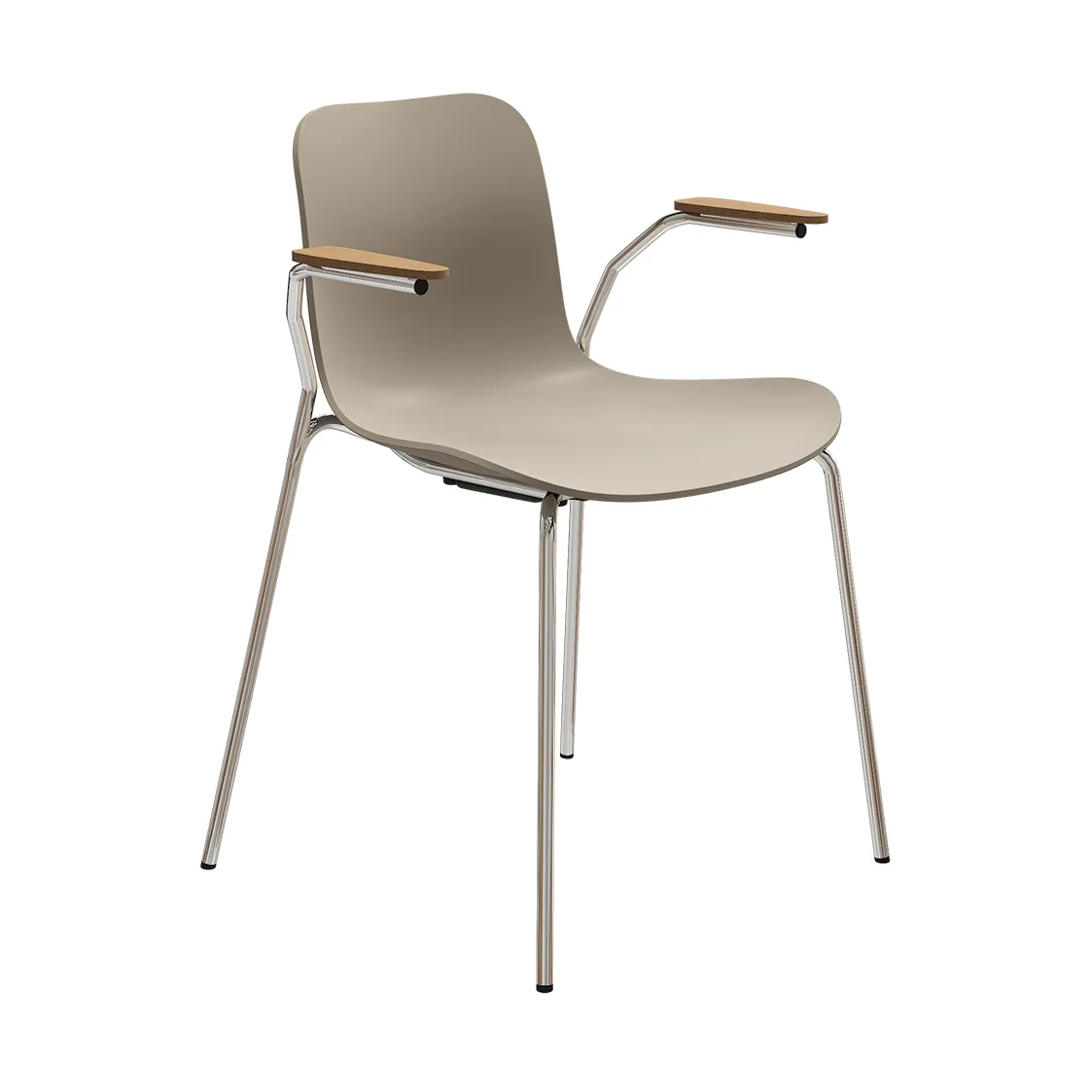 Langue 암체어, Warm grey-chrome frame, armrests light smoke NORR11