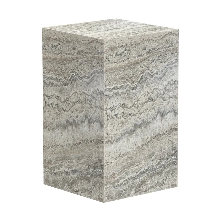 큐비즘 사이드 테이블, Silver travertine, 30x30x50 cm NORR11