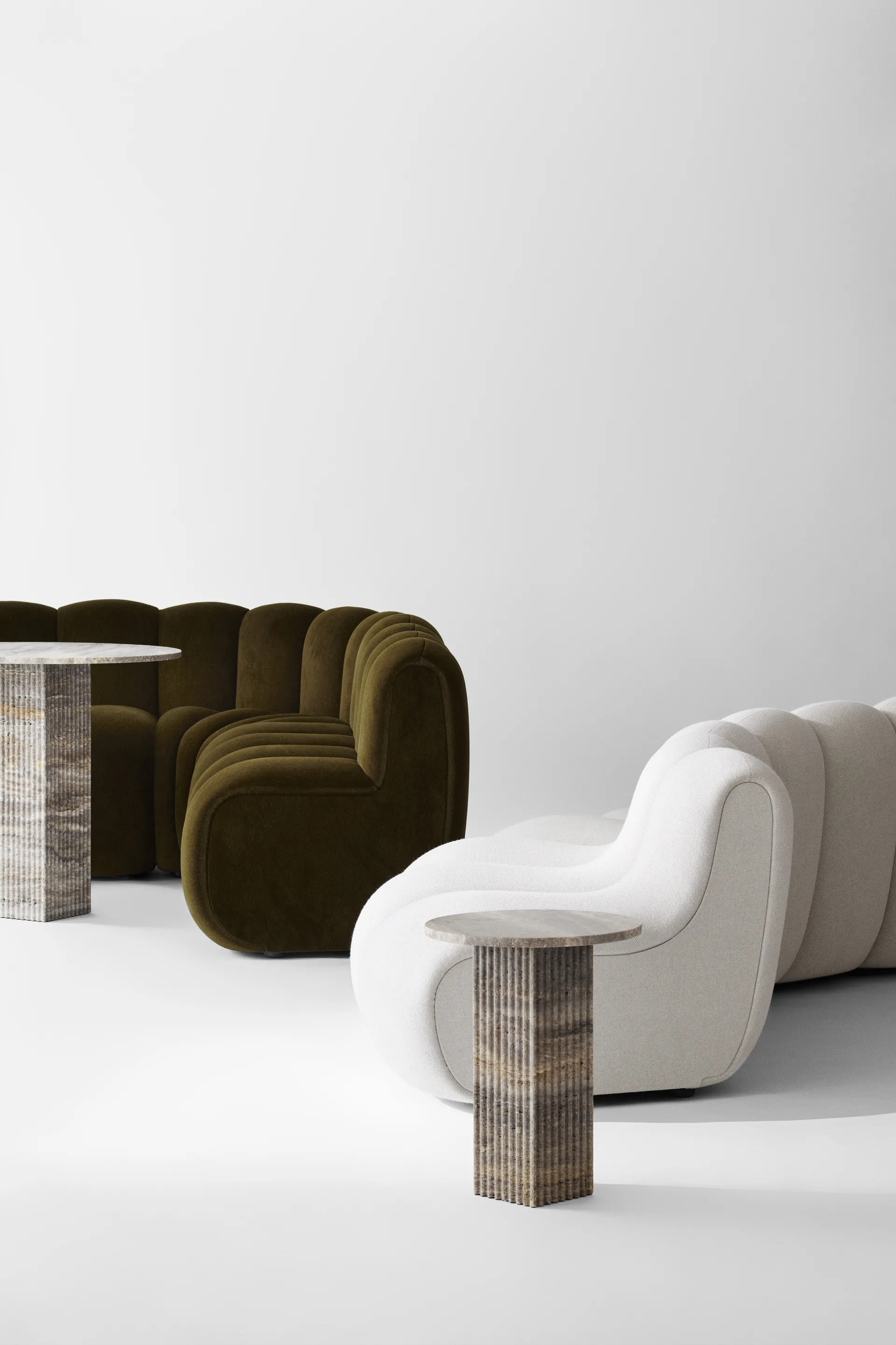 소호 사이드 테이블, Silver travertine, Ø40x50 cm NORR11