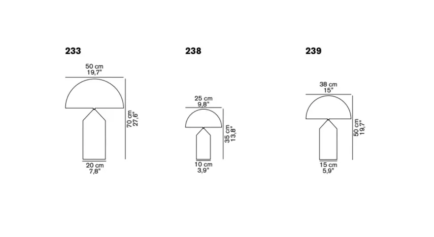 아톨로 미듐 239 테이블 조명 메탈, Satin bronze Oluce | 올루체