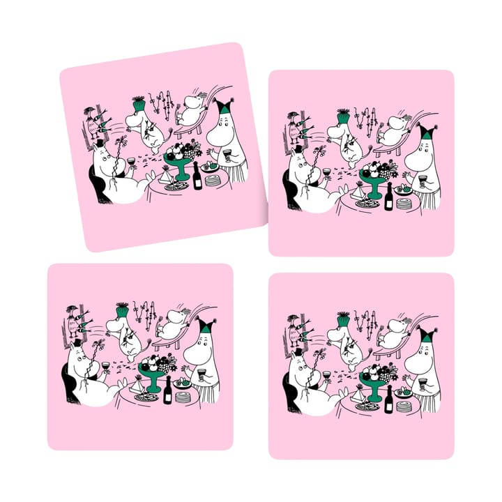 무민 80 글라스 코스터 9x9 cm 4개 세트 - Pink - Opto Design | 옵토디자인